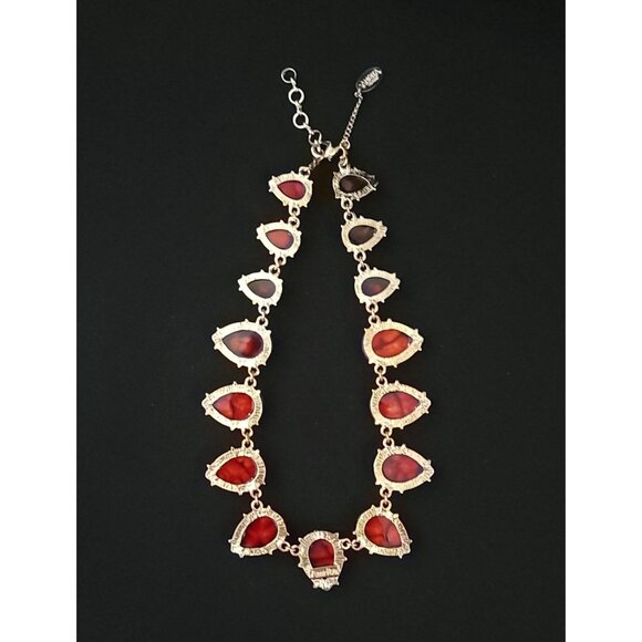 Amrita Singh Gold-Plated Necklace With Orange Resin Teardrop Shaped Faux Stones - Picture 3 of 7